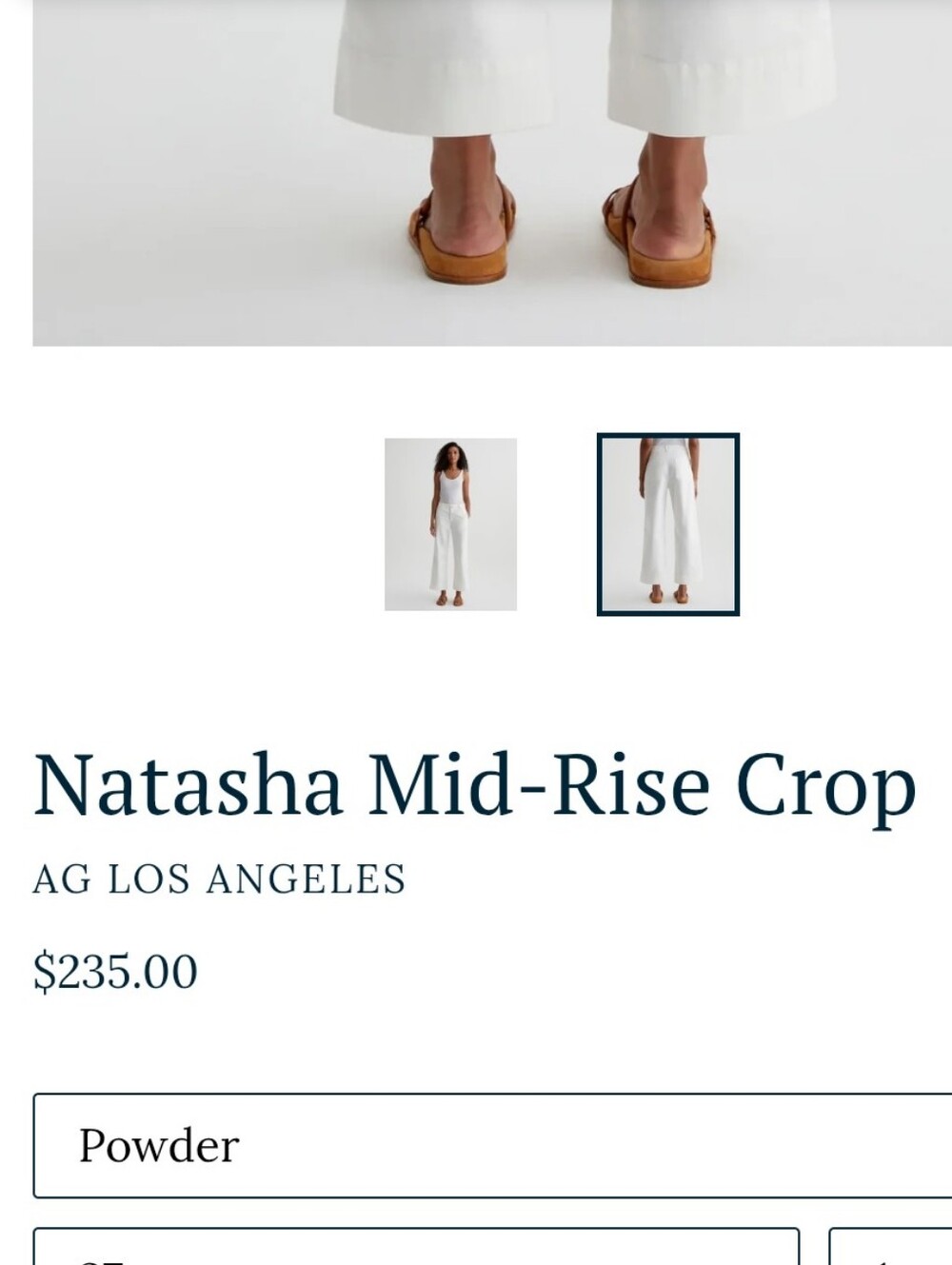 AG Adriano Golschmied Natasha Mid-Rise Crop Jeans in Powder Size 27 - Picture 9 of 9
